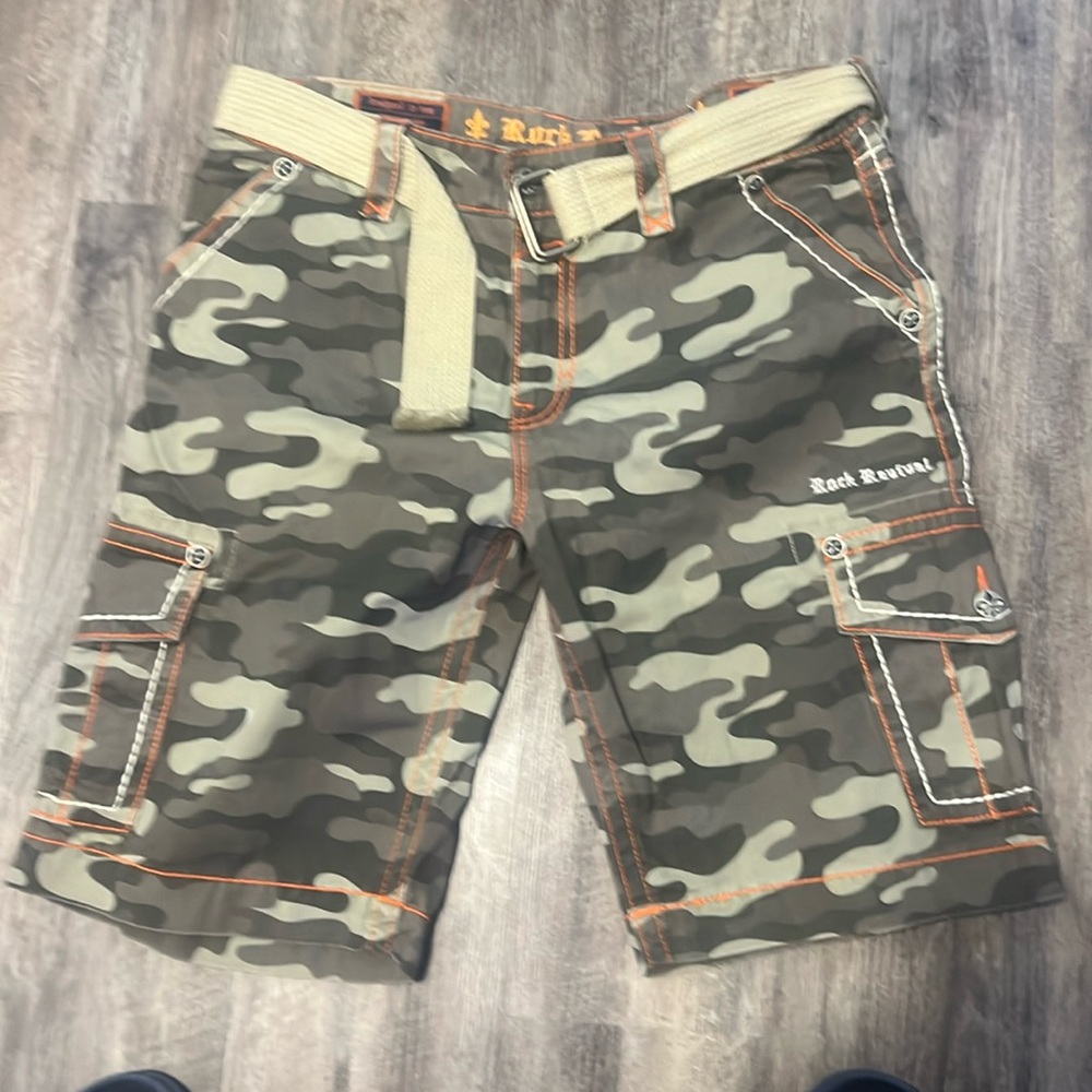 Mens Rock Revival Fatigue Cargo Shorts